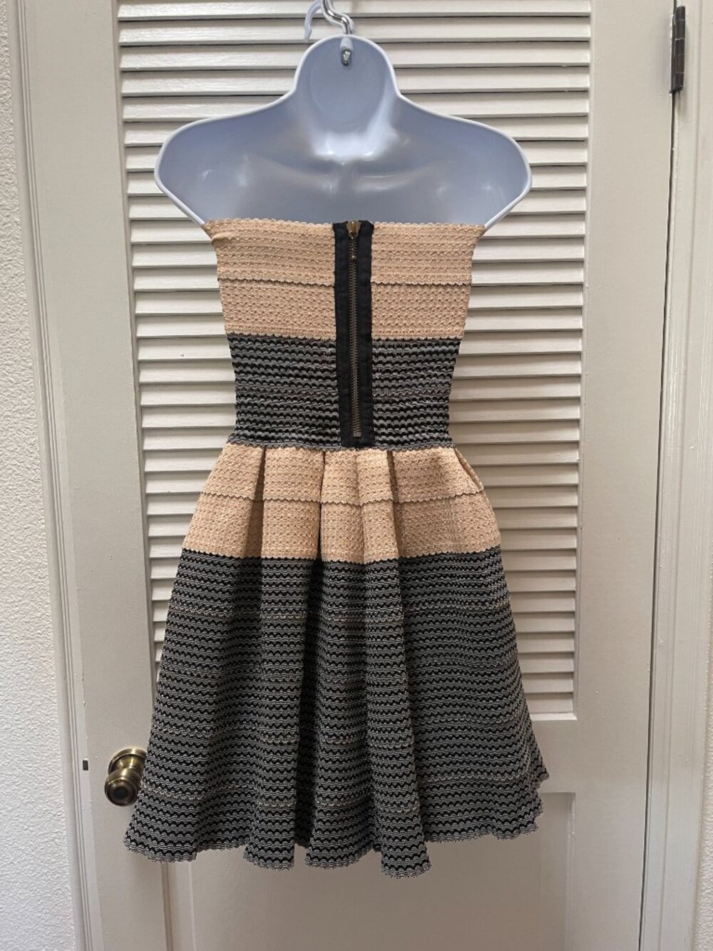 Pleasure Doing Business Strapless Textured Fit & Flare Dress XS - Picture 3 of 10